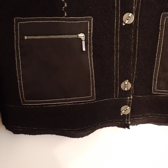 chicos blazer Chico's black boiled wool jacket blazer coat 1 8 10 12 m l classic - Picture 3 of 5